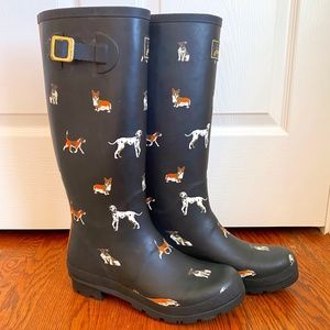 Joules Dog Print Welly Rain Boots Size 10